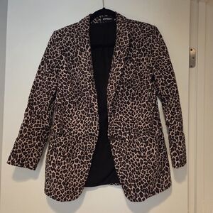 Express Leopard Print Blazer in Pink and Black